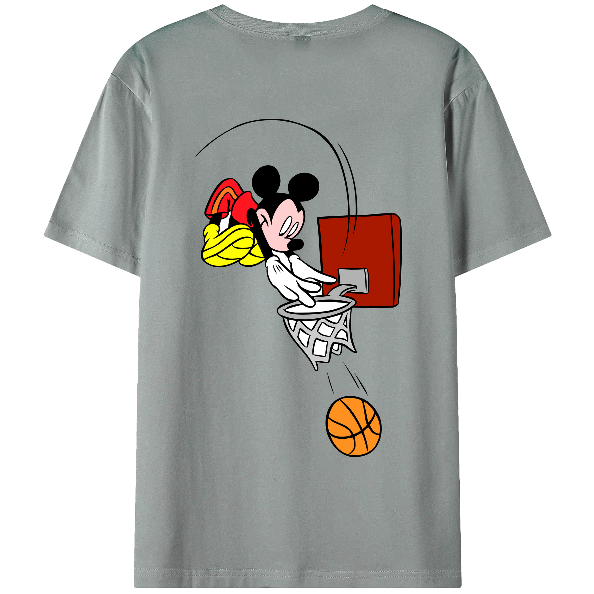 ミッキーマウス Mickey Mouse 綿100％ メンズ半袖Tシャツ（バックプリント） 通気性